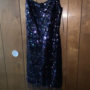 GUESS sequin dress with fringe detail